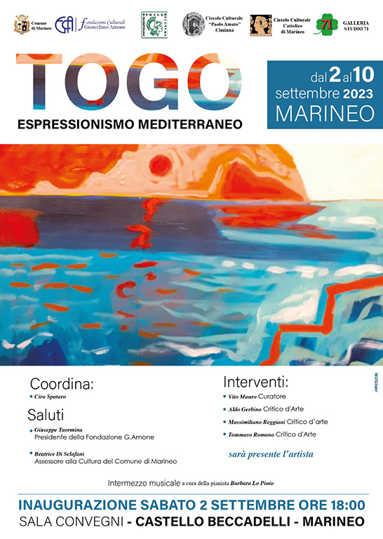 Inaugurazione della mostra "Togo - espressionismo mediterraneo", sabato 2 settembre 2023 a Marineo
