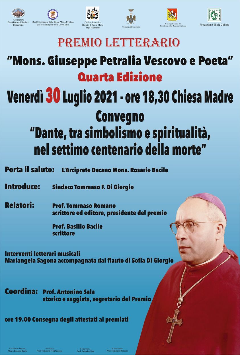 IV Edizione del Premio “Mons. Giuseppe Petralia, Vescovo e Poeta” Venerdì 30 luglio 2021 a Bisacquino