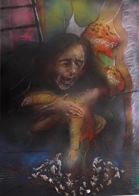 La nuova opera di Guadagnuolo: “L’abbandono - ciascuna madre piange, alla base della Croce, i figli vittime del conflitto"   