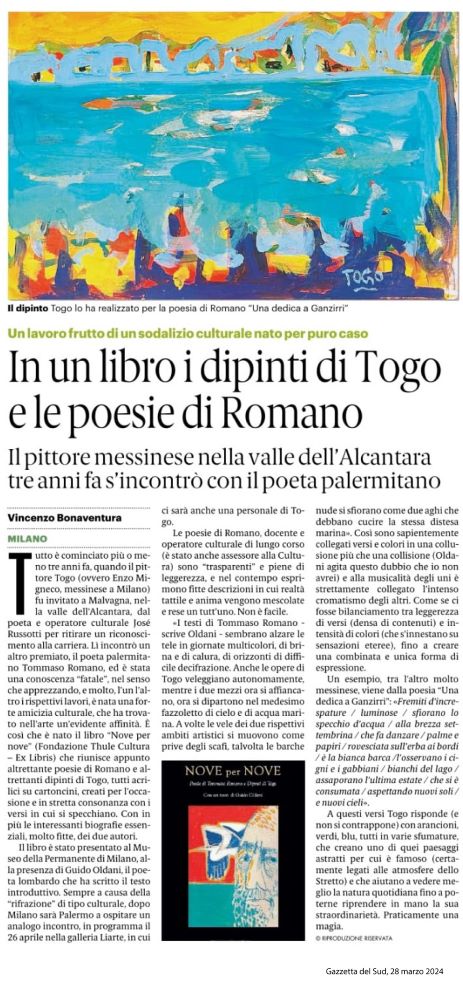 Tommaso Romano, Togo, "Nove per Nove" (Ed. Thule - Ex Libris) - di Vincenzo Bonaventura