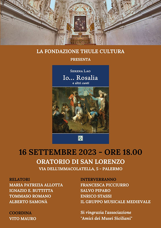 All’Oratorio di San Lorenzo la presentazione di ”Io… Rosalia”, il libro di Serena Lao