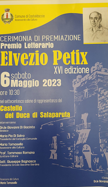 Cerimonia di premiazione del premio letterario "Elvezio Petix", sabato 6 maggio 2023 a Casteldaccia (PA)
