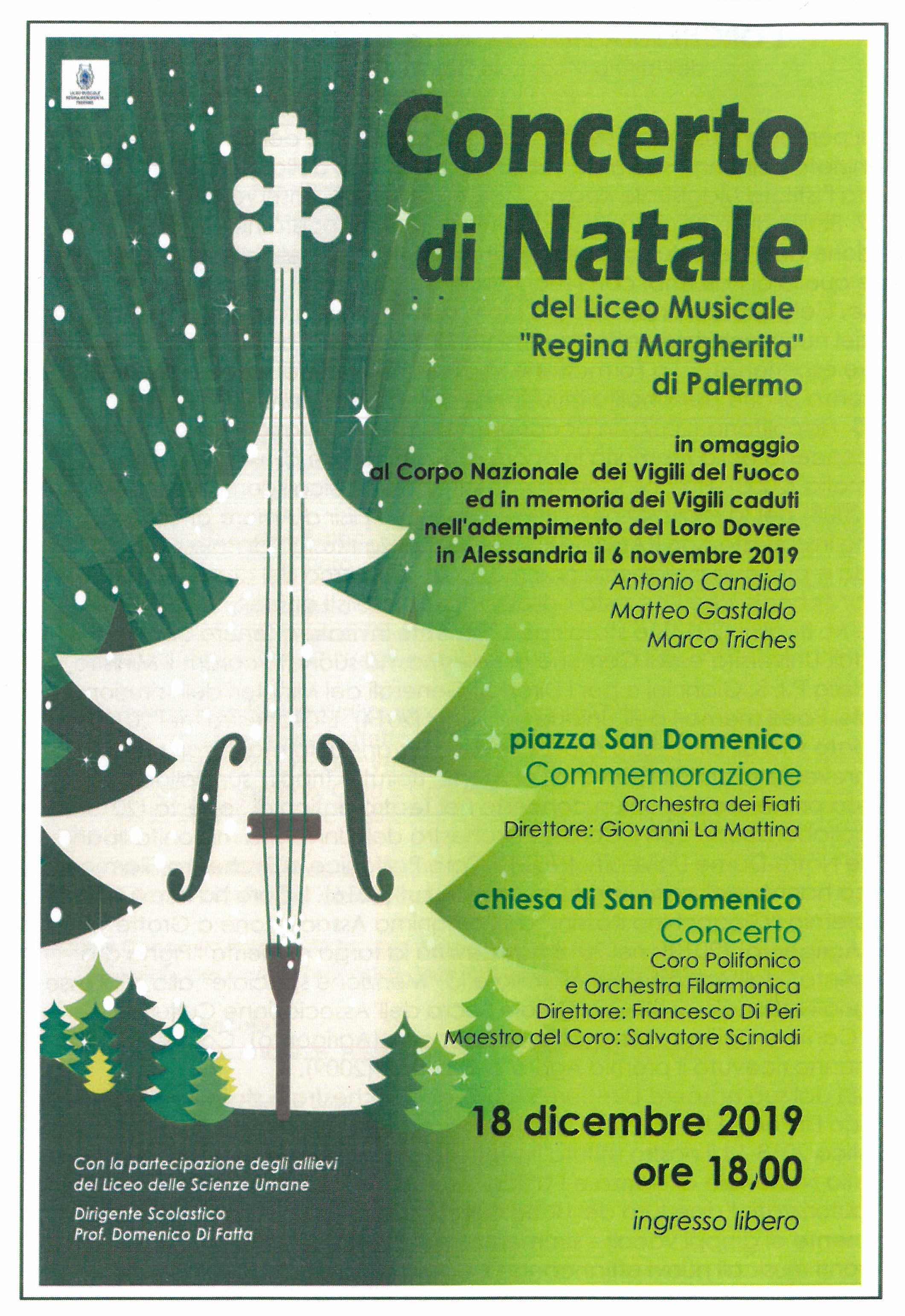 Concerto di Natale del Liceo Musicale "Regina Margherita" il 18 Dicembre nella Chiesa di san Domenico di Palermo